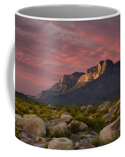 Guadalupe Mountains Coffee Mug featuring the photograph Dusk over El Capitan Guadalupe Peak by Keith Kapple