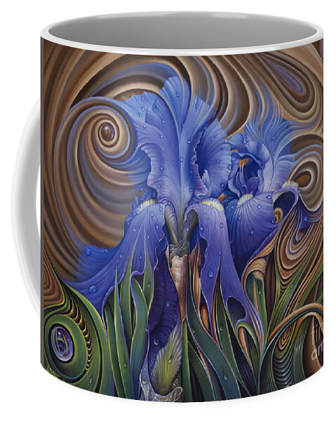 Flower Coffee Mug featuring the painting Dynamic Iris by Ricardo Chavez-Mendez