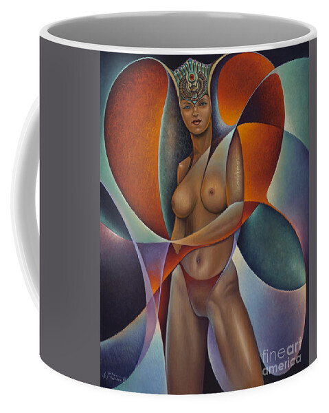 Queen Coffee Mug featuring the painting Dynamic Queen I by Ricardo Chavez-Mendez
