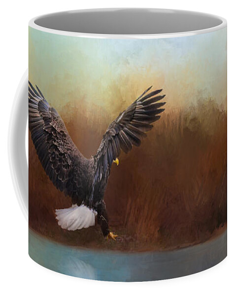 Jai Johnson Coffee Mug featuring the photograph Eagle Hunting In The Marsh by Jai Johnson