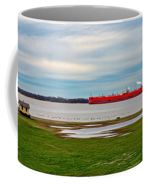 Eagle Klang Coffee Mug featuring the photograph Eagle Klang - Oil Freighter by Kristia Adams