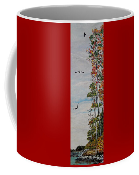 Bald Eagle Coffee Mug featuring the painting Eagles Point by Marilyn McNish