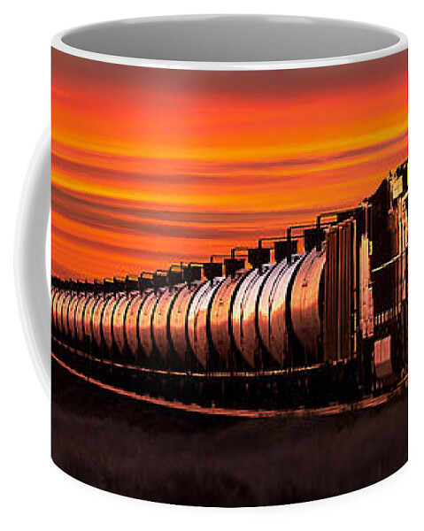 Bnsf Coffee Mug featuring the photograph Early Morning Haul Panorama by Todd Klassy