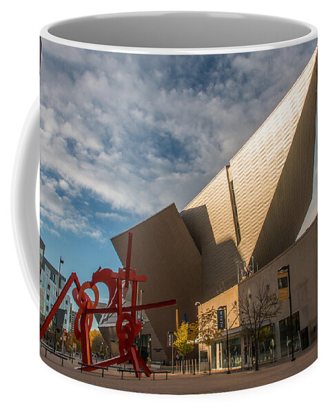 Denver Coffee Mug featuring the photograph Early Morning Sun Illuminates the Denver Art Museum by Tony Hake