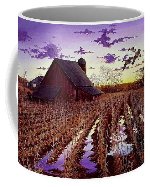 Canadian Geese Coffee Mug featuring the painting Early Return by Anthony J Padgett