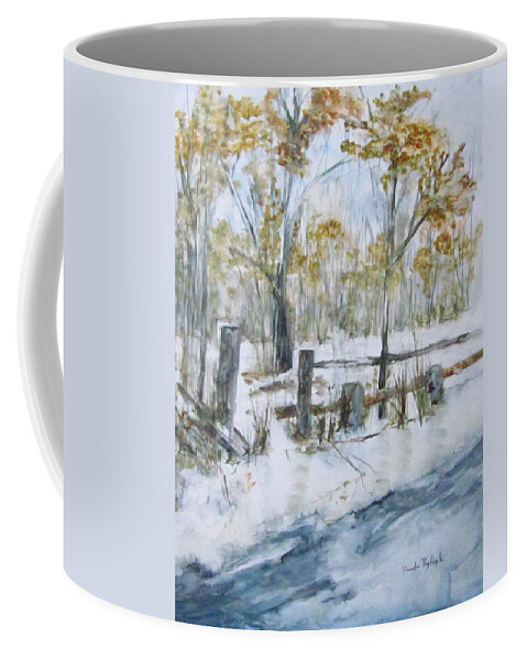 Early Spring Coffee Mug featuring the painting Early Spring Snow by Paula Pagliughi