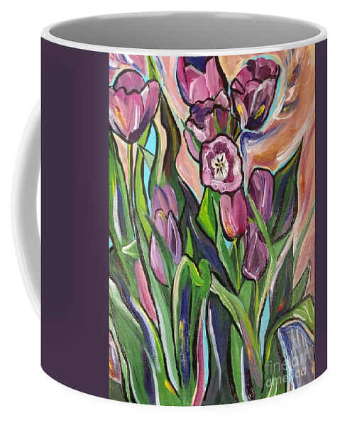 Flowers Coffee Mug featuring the painting Tulip Abstraction by Catherine Gruetzke-Blais