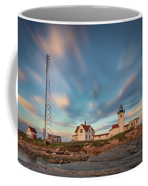 Eastern Point Light Coffee Mug featuring the photograph Eastern Point Lighthouse at Sunset by Kristen Wilkinson
