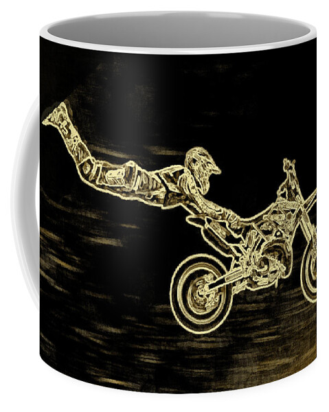 Bike Coffee Mug featuring the digital art Easy Biker Gold by Humphrey Isselt