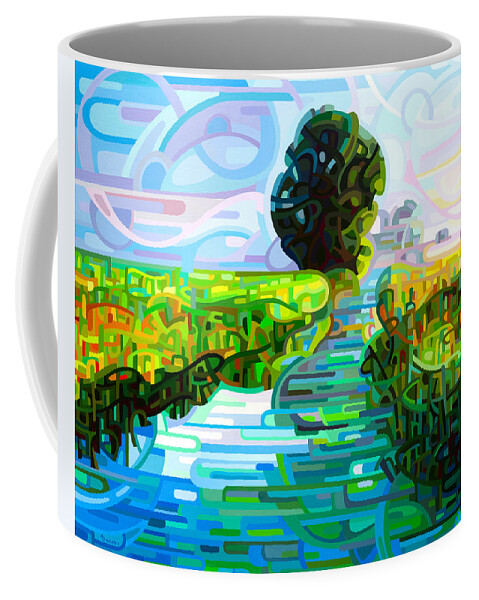 Abstract Coffee Mug featuring the painting Ebb and Flow by Mandy Budan