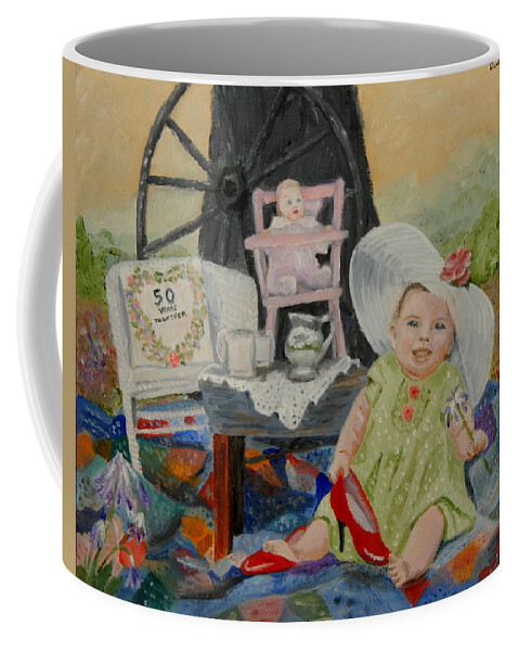 Baby Coffee Mug featuring the painting Eden Rose's First Tea Party by Quwatha Valentine