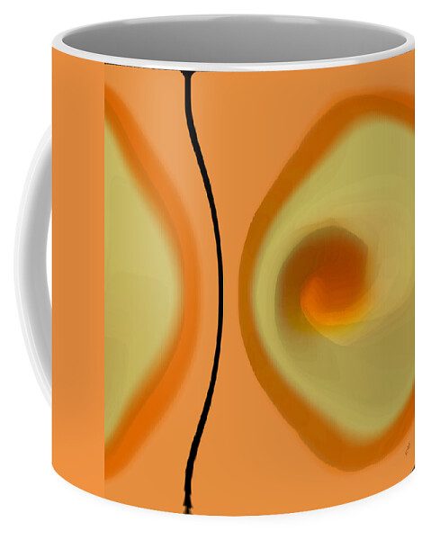 Orange Abstract Coffee Mug featuring the digital art Egg On Broken Plate by Ben and Raisa Gertsberg