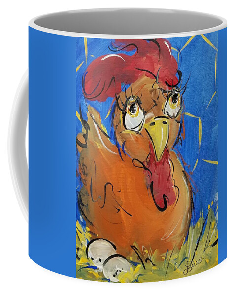 Hen Coffee Mug featuring the painting Eggs for Breakfast by Terri Einer