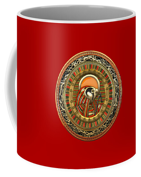 'treasure Trove' Collection By Serge Averbukh Coffee Mug featuring the digital art Egyptian Sun God Ra by Serge Averbukh