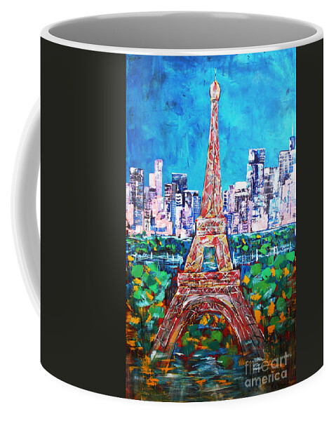 Town Coffee Mug featuring the painting Eiffel Tower by Kathleen Artist PRO
