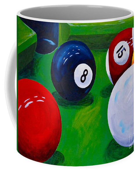 Pool Eight Ball Coffee Mug featuring the painting Eight Ball Corner pocket by Herschel Fall