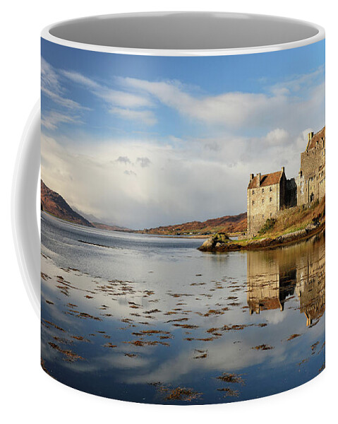 Eilean Donan Coffee Mug featuring the photograph Eilean Donan - Loch Duich Reflection - Dornie by Grant Glendinning