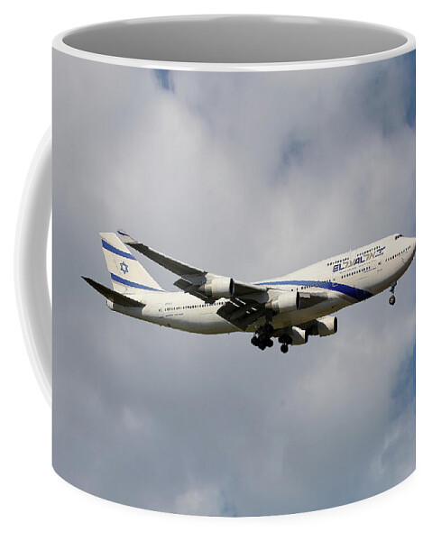 El Al Coffee Mug featuring the photograph El Al Israel Airlines Boeing 747-458 5 by Smart Aviation