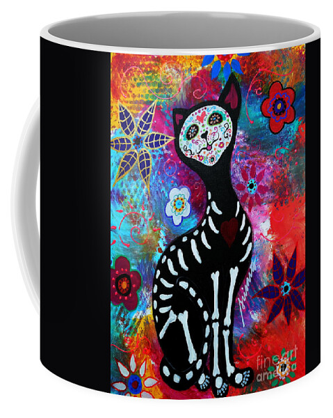 Day Of The Dead Coffee Mug featuring the painting El Gato II Day Of The Dead by Pristine Cartera Turkus