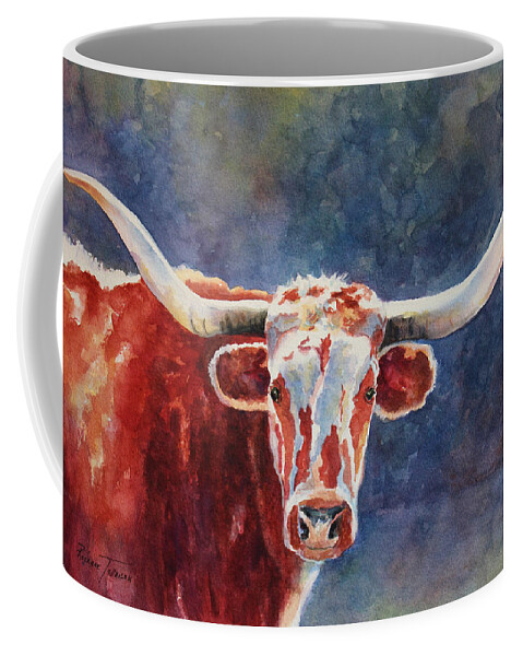 Longhorn Coffee Mug featuring the painting el rey... Longhorn by Roxanne Tobaison