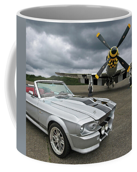 Mustang Coffee Mug featuring the photograph Eleanor Mustang With P51 by Gill Billington
