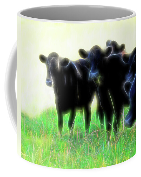 Cow Coffee Mug featuring the photograph Electric Cows by Ann Powell
