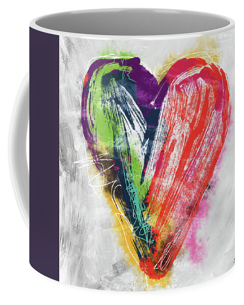 Heart Coffee Mug featuring the mixed media Electric Love- Expressionist Art by Linda Woods by Linda Woods