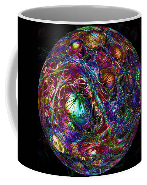 Sphere Coffee Mug featuring the digital art Electric Neon Abstract by John Haldane