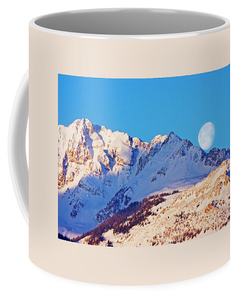 Moon Coffee Mug featuring the photograph Electric Peak Moonset by Mark Miller