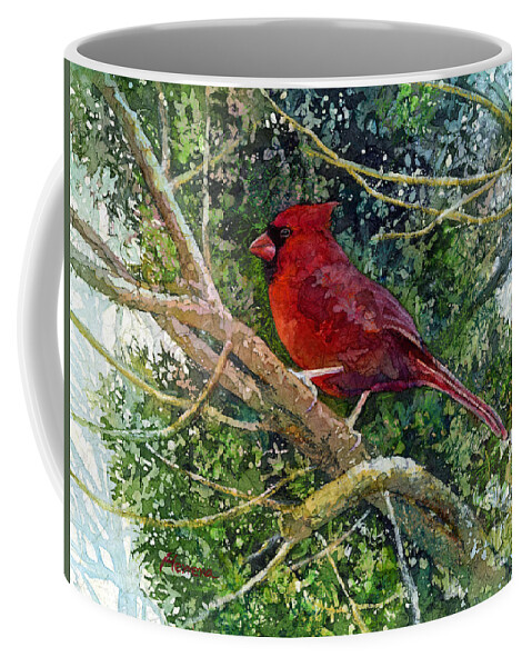 Cardinal Coffee Mug featuring the painting Elegance in Red by Hailey E Herrera