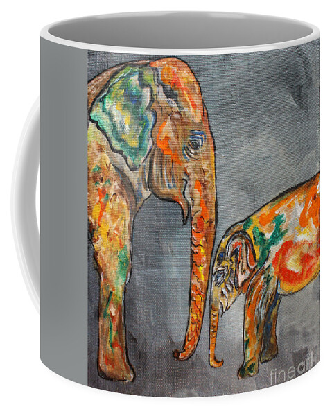 Elephant Coffee Mug featuring the painting Elephant Play Day by Ella Kaye Dickey