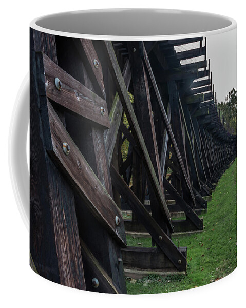 Tourist Coffee Mug featuring the photograph Harpers Ferry Elevated Railroad by Ed Clark