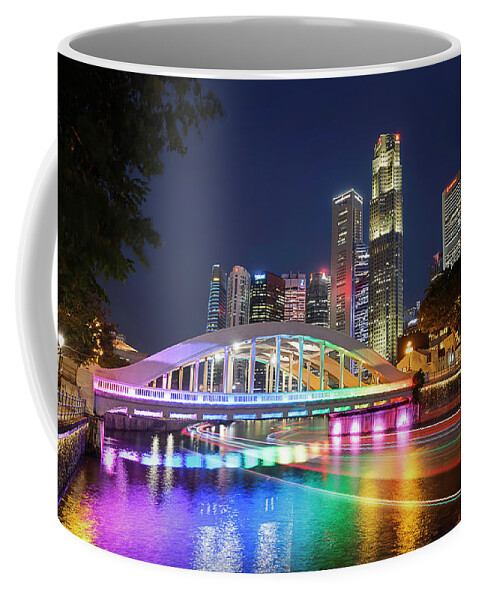 Bridge Coffee Mug featuring the photograph Elgin Bridge, Boat Quay, Singapore by Rick Deacon
