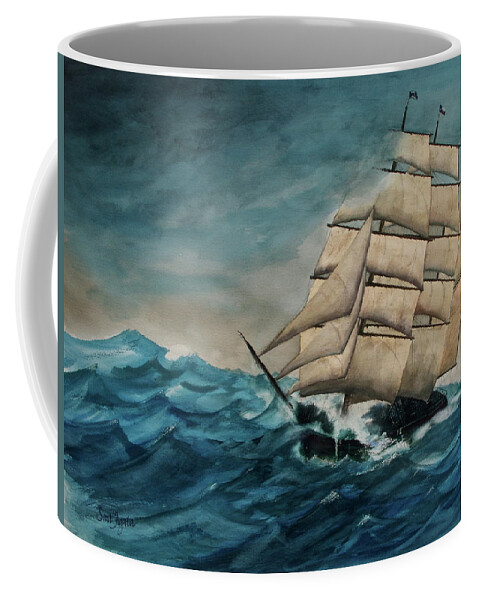 Elissa Coffee Mug featuring the painting Elissa at Sea by Frank SantAgata
