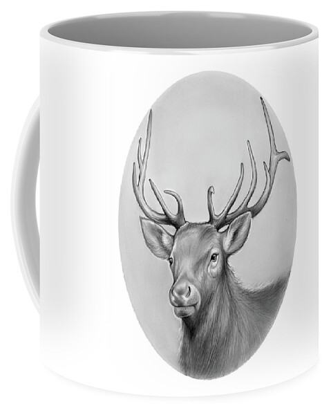 Elk Coffee Mug featuring the drawing Elk by Greg Joens