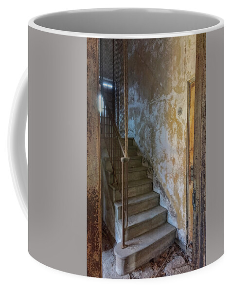 Jersey City New Jersey Coffee Mug featuring the photograph Ellis Island Stairs by Tom Singleton