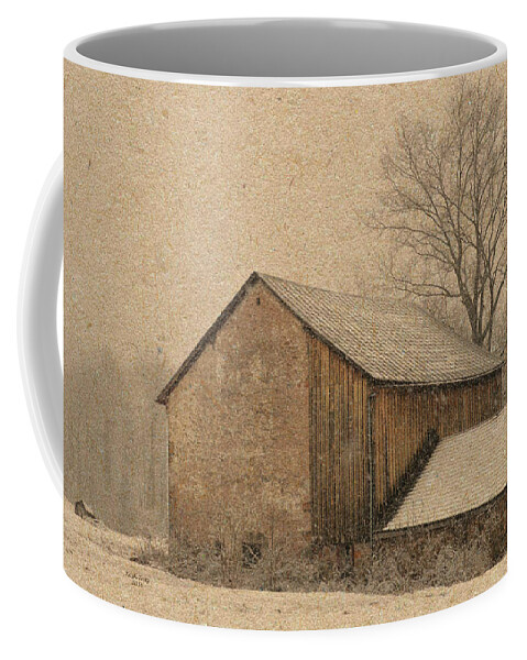 Barn Coffee Mug featuring the mixed media Elverson Barn by Trish Tritz