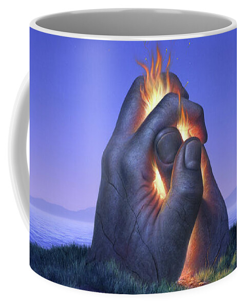 Fire Coffee Mug featuring the painting Embers Turn to Stars by Jerry LoFaro