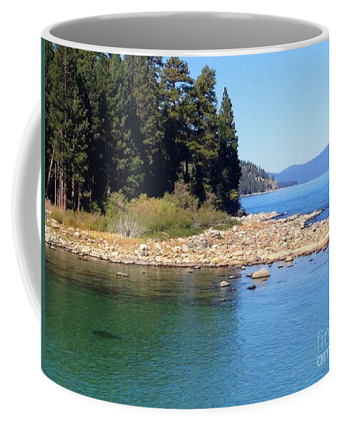 Lake Tahoe Coffee Mug featuring the painting Emerald Bay Tahoe by Laurie Morgan