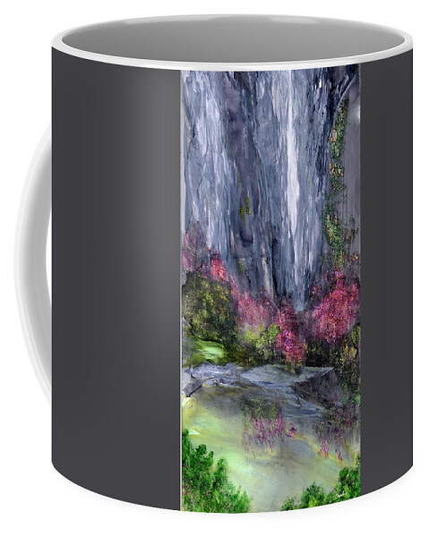 Abstract Landscape Coffee Mug featuring the painting Emerald Grotto by Charlene Fuhrman-Schulz