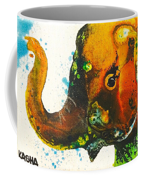 Elephant Coffee Mug featuring the painting Rosie-Ellie-Eloise by Kasha Ritter