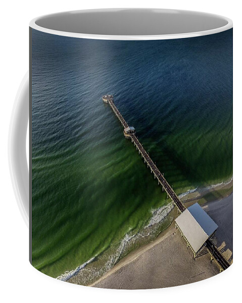 Alabama Coffee Mug featuring the digital art Emerald Waters at The Gulf State Pier by Michael Thomas