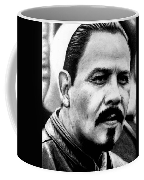 Emilio Rivera Coffee Mug featuring the drawing Emilio Rivera as Marcus Alvarez by Rick Fortson