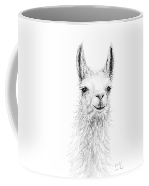 Llama Art Coffee Mug featuring the drawing Emily by Kristin Llamas