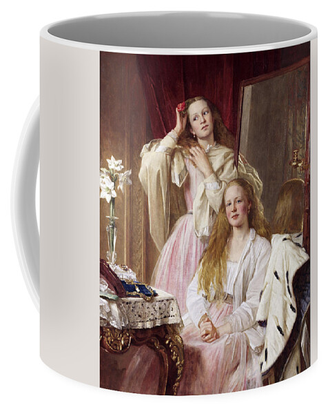 Henry Tanworth Wells Coffee Mug featuring the painting Emma and Federica Bankes of Soughton Hall by Henry Tanworth Wells