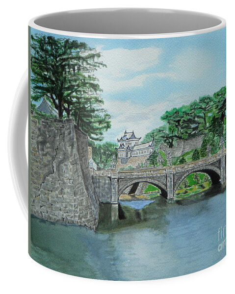 Emperors Palace Coffee Mug featuring the painting Emperors Palace Tokyo by Yvonne Johnstone