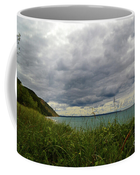 Michigan Coffee Mug featuring the photograph Empire Michigan Clouds by Amy Lucid