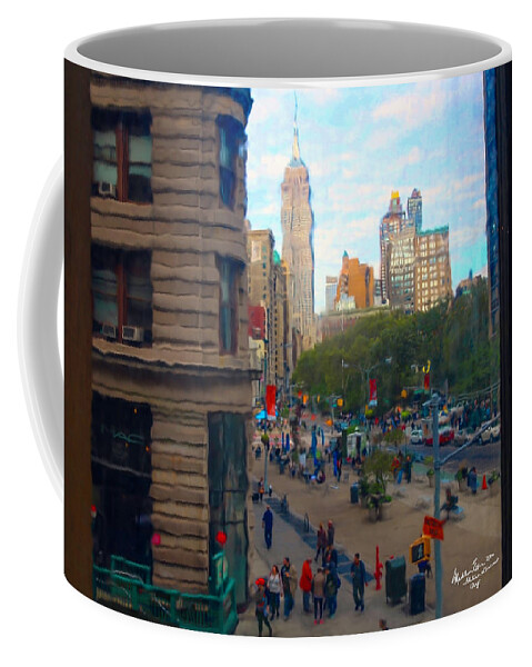 Landmark Coffee Mug featuring the photograph Empire State Building - Crackled View 2 by Madeline Ellis