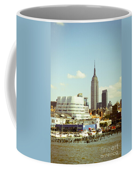 Empire State Building Coffee Mug featuring the digital art Empire State building from Hudson by Perry Van Munster