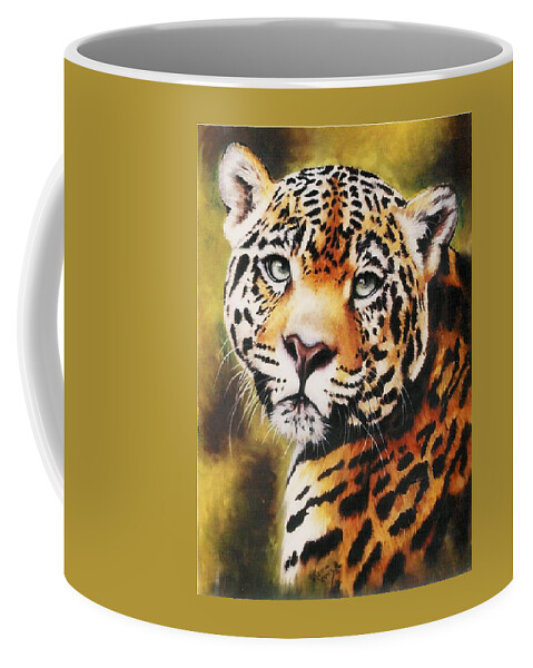 Jaguar Coffee Mug featuring the pastel Enchantress by Barbara Keith